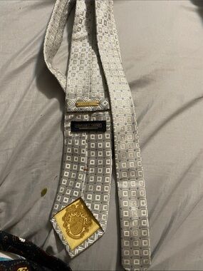 Donald Trump Silver Geometric Silk Tie